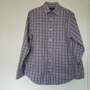 Banana Republic Lavender Plaid Slim Fit Non Iron Men's Dress Shirt Size M